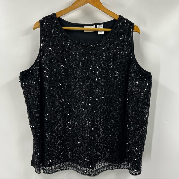 Alfred Dunner Plus Size Sequin Black Sleeveless Top Size 1X - Picture 1 of 3